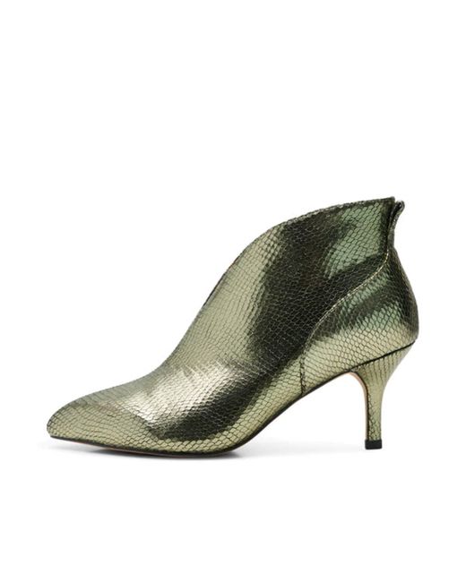 Anorak Shoe The Bear Low Cut Shoe Boots Booties Metallic Olive Green Snakeskin