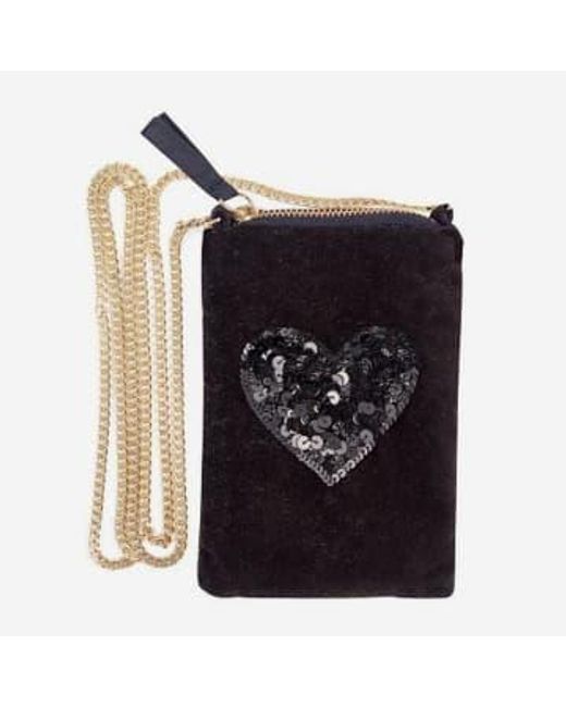 Artebene Black Crossover Celly Bag Sequins Heart