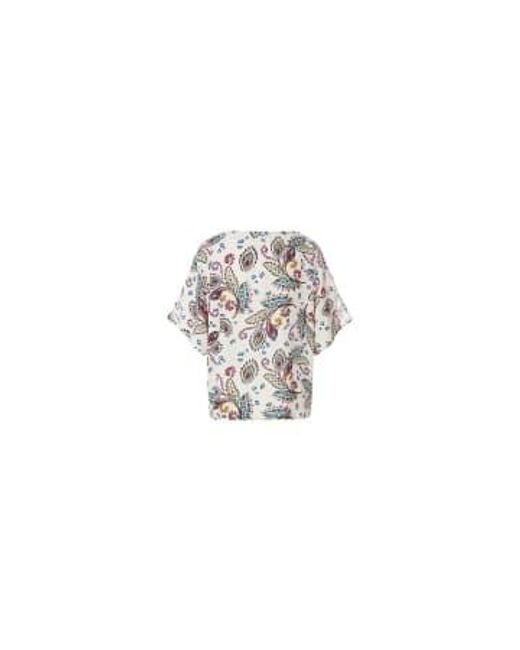 Riani White Patterned Wide Short Sleeve Top Col: 184 Multi, Size: 14