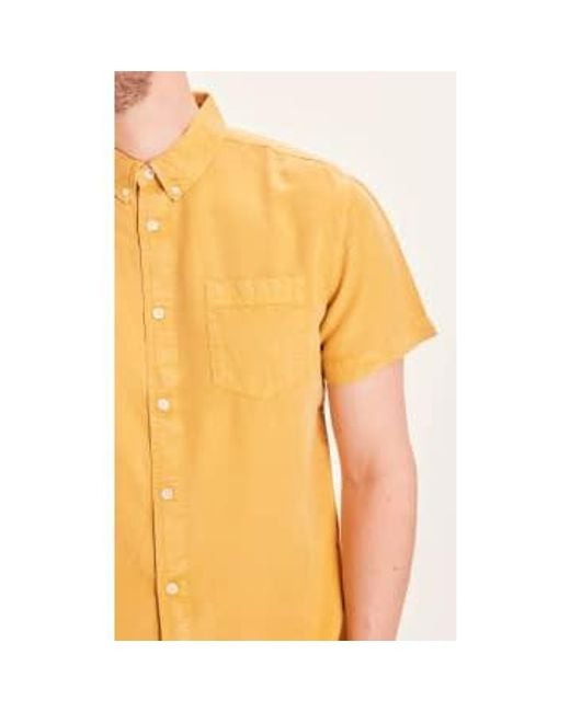 Knowledge Cotton Orange 90884 Larch Garment Dyed Ss Custom Fit Shirt Gold M for men