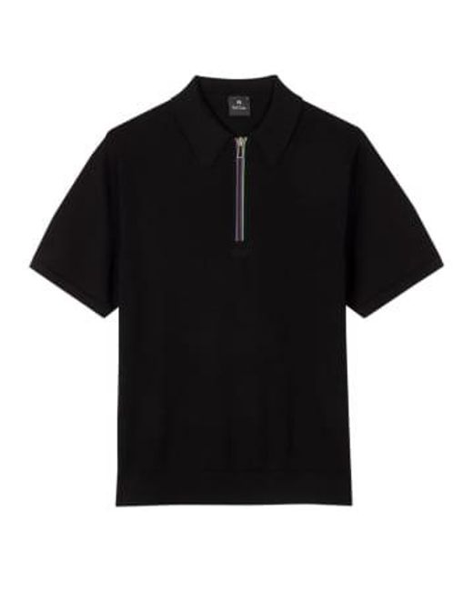PS by Paul Smith Black Ps S/s Zip Polo M for men