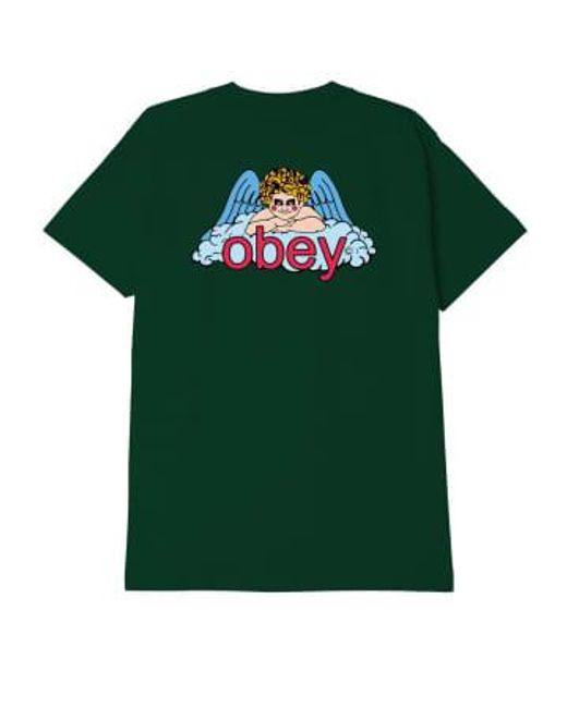 T Shirt Ange Paradis di Obey in Green