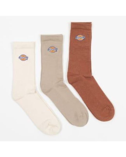 Dickies White 3 Pack Valley Grove Logo Socks for men