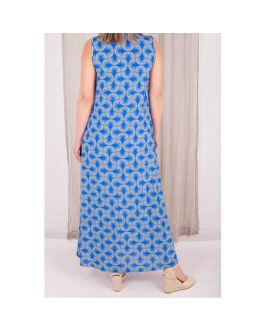 ROSSO35 Blue Printed Sleeveless Maxi Dress