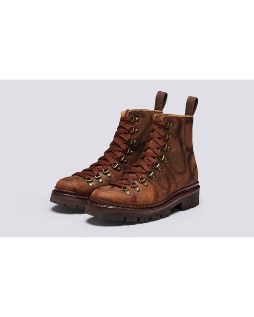 Grenson Nanette Rambler Brown Leather Hiker Boots - Lyst
