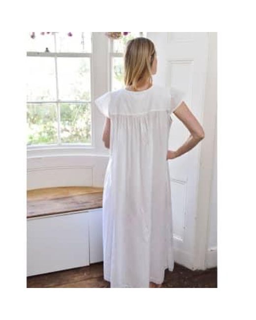 Damas algodón blanco panel encaje nightdress 'valerie' Powell Craft de color White