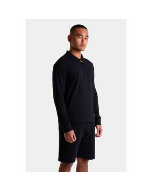 Android Homme Black Embroidered Long Sleeve Zip Polo Double Extra Large for men