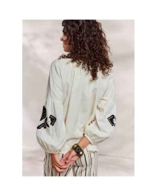 Blouse mélange en lin Summum en coloris Brown