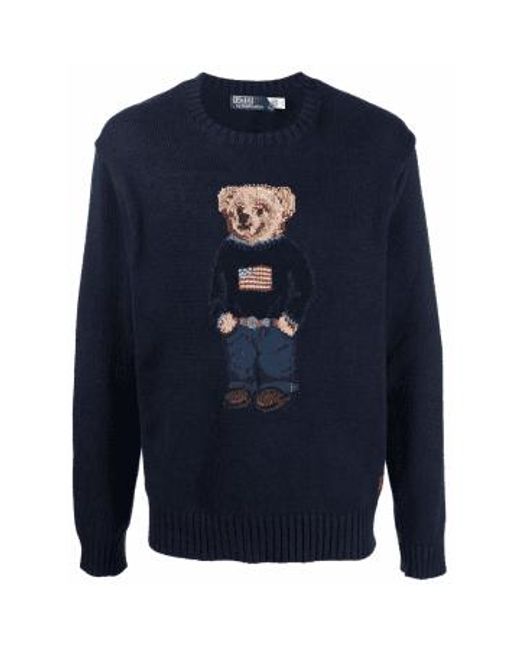 Polo Ralph Lauren Blue Preppy Bear Crew Knit Navy Xl for men