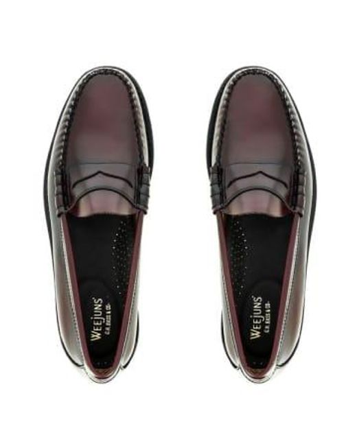Weejuns Larson Penny Loafers Wine Leather di G.H.BASS in Brown da Uomo