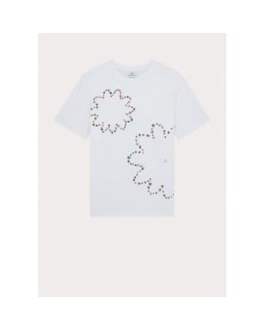 Paul Smith White Outlined Floral Ink Stain T-shirt Col: 01 , Size: L