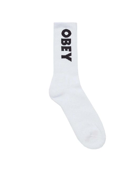 Obey Flash Socks in White for Men | Lyst