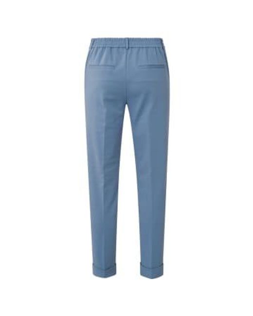Yaya Blue Jersey Tailored Trousers With Elastic Waistband