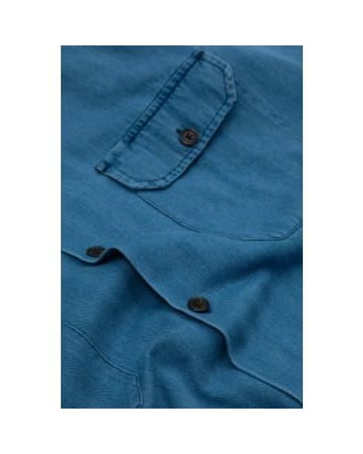 Ls utility shirted washed herringbone denim Universal Works de hombre de color Blue