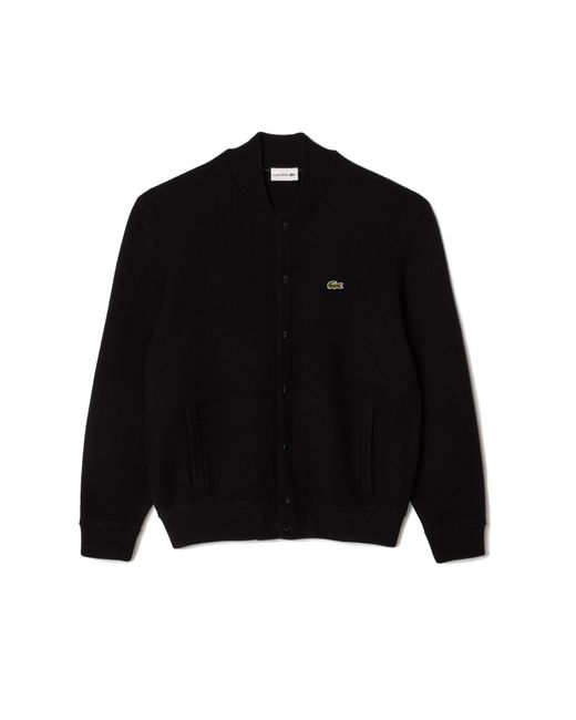 Lacoste Black Bomber Style Wool Sweater for men