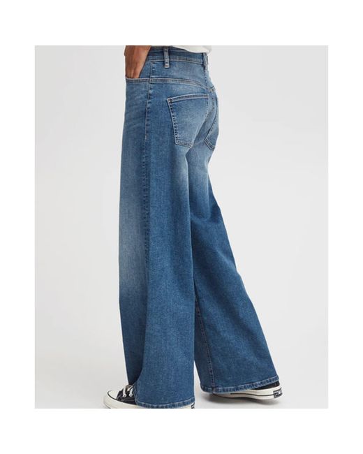 Ichi Twiggy Wide Denim Blue Jeans | Lyst