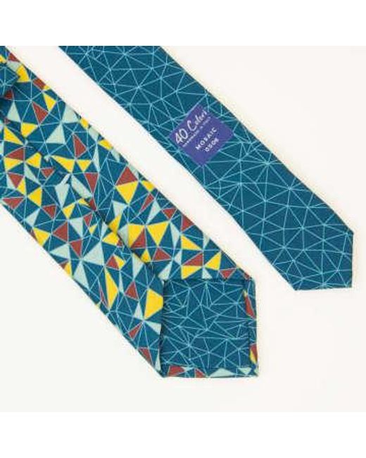 40 Colori Blue Mosaic Printed Tie Light /teal/purple for men