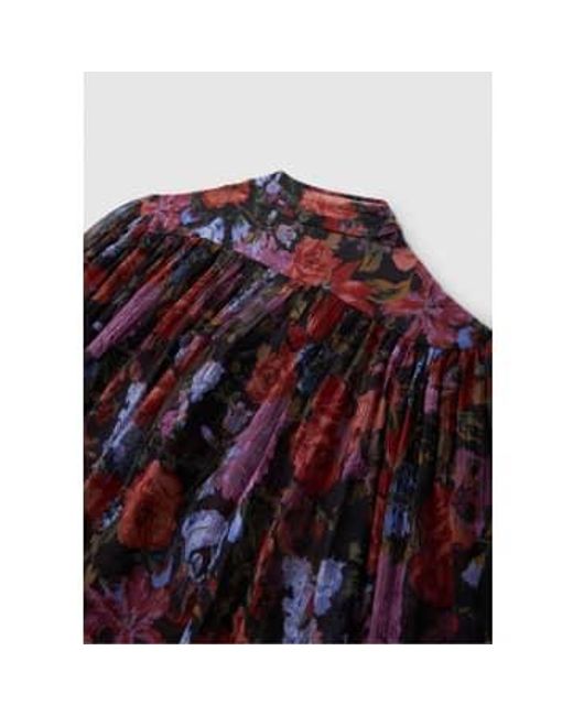 Blusa de seda elynne en azul/multicolor óxido | PAIGE de color Red