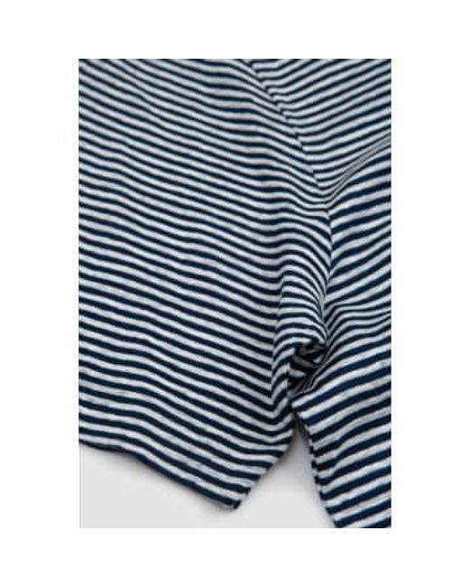 Gran Sasso Blue Linen Cotton Striped T-shirt Navy/white 50 for men