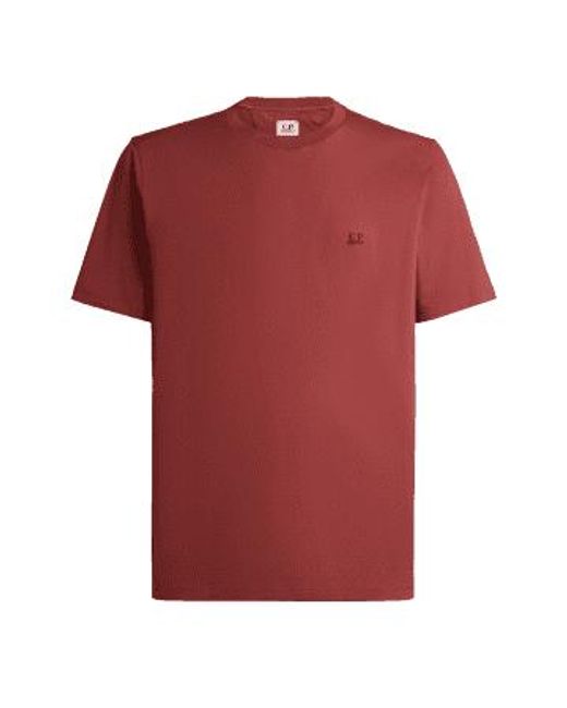 C P Company Red Jersey Logo Patch Tee Bud M for men