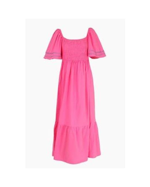 Miss Shorthair LTD Pink Cotton Shirred Maxi Dress
