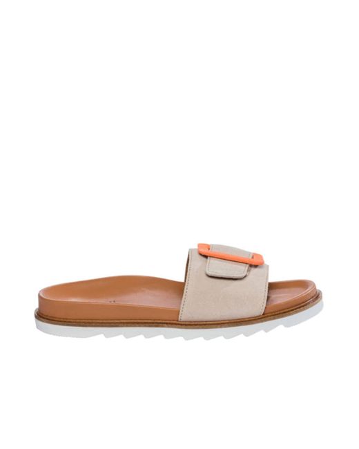 KMB Brown Beige Neon Orange Crosta Sandals