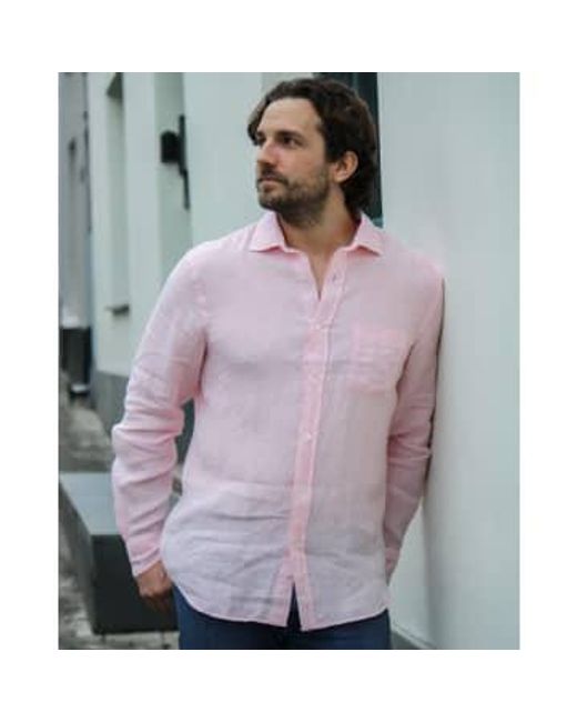 Camisa lino rosa Hartford de hombre de color Gray