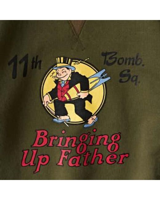 Buzz Rickson's Green Crew Neck "bring Up Father" Br69064 for men