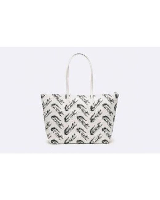 Lacoste White Branded Cocodrile Print Large Bag * /