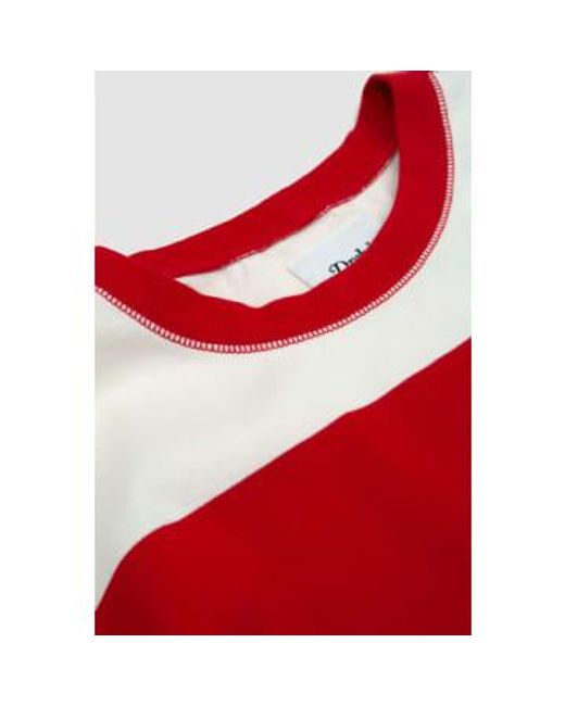 Drake's Striped heavy wander t-shirt rot/weiß in Red für Herren