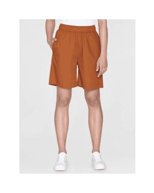 Knowledge Cotton Orange 2050010 posey wid mid-rise poplin bermuda shorts leder braun