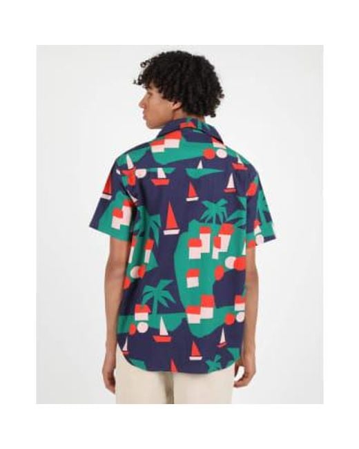 Wemoto Green Robinson Poplin Camp Collar Shirt S for men