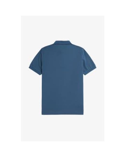 Fred Perry Blue Slim Fit Plain Polo Midnight / Light Ice S for men