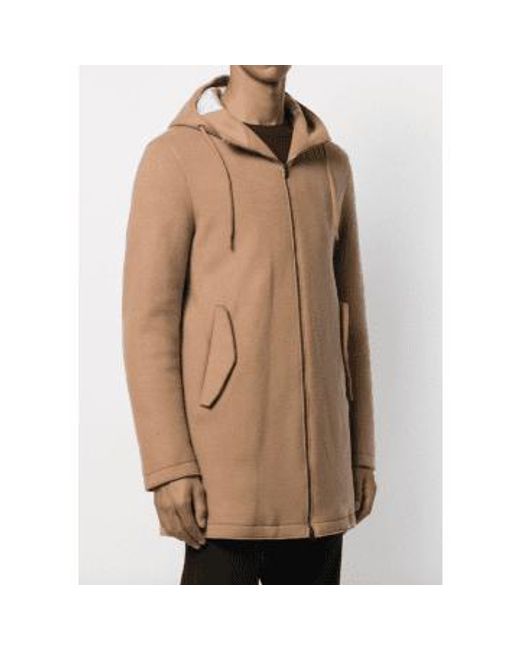 Herno Brown Camel Zip Front Coat for men