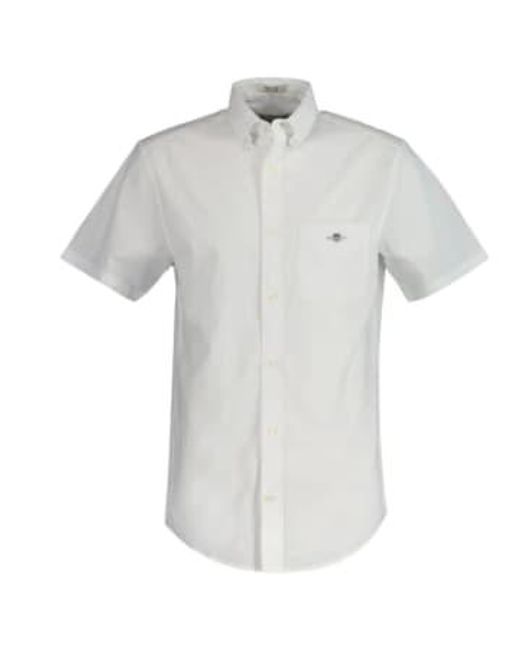 Regular Fit Cotton Linen Short Sleeve Shirt di Gant in Gray da Uomo