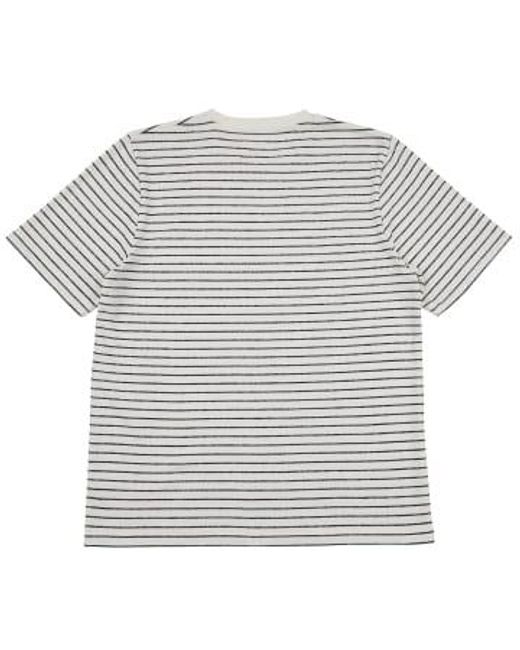 Folk White Textured Stripe T-shirt Ecru / Ecru for men