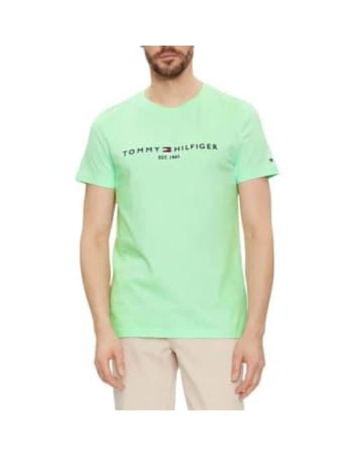 T Shirt For Man Mw0Mw11797 Lxz di Tommy Hilfiger in Green da Uomo