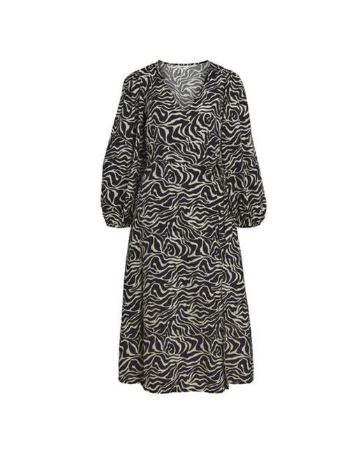 Object Leonora Black Sandshell Wrap Midi Dress | Lyst