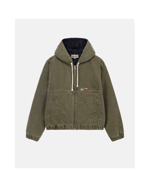 Stussy Green Olive Drab Insulated Canvas Work Jacket for men