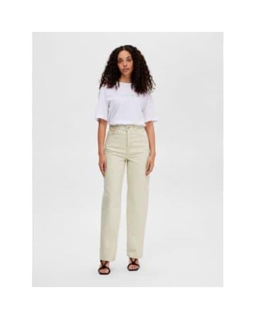 SELECTED Natural Celina Straight Leg Jeans
