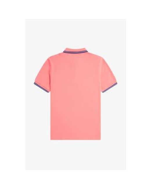 Fred Perry Pink M3600 Polo Shirt Light Coral Heat/cobalt Extra Large for men
