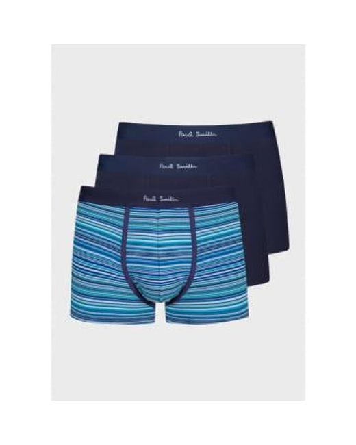 Paul Smith Blue 3 Pack Signature Stripe & Plain Boxers Col: 47 /bla for men