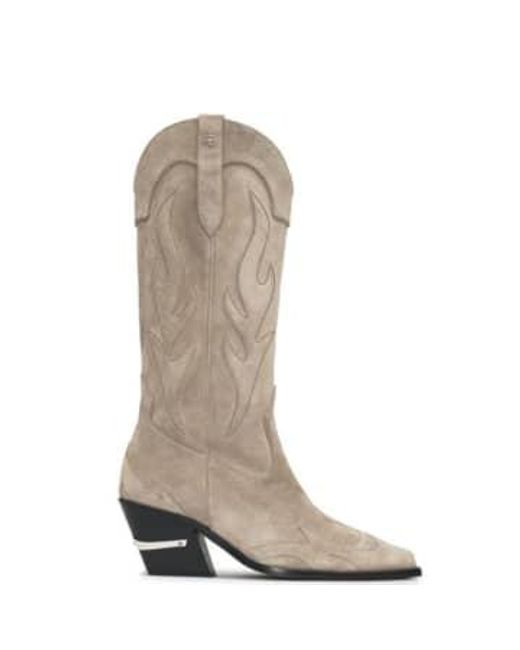 Anine Bing Natural Mid Calf Tania Boots Taupe Western Taupe