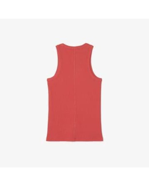 Women's t -shirt slim fit dans le coton écologique Lacoste en coloris Red