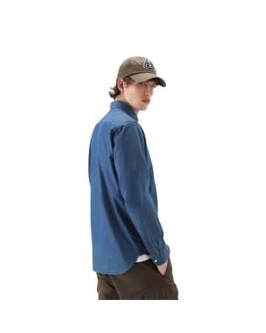 Woolrich Blue Classic Chambray Shirt Bleached S for men