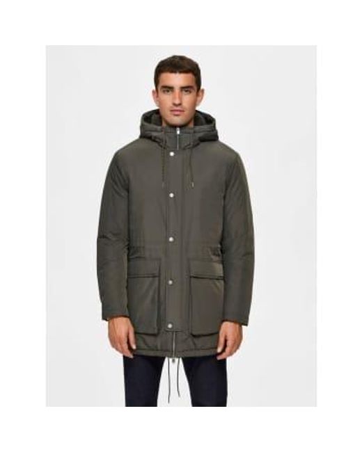 SELECTED Gray Selected Parka Dhiver for men