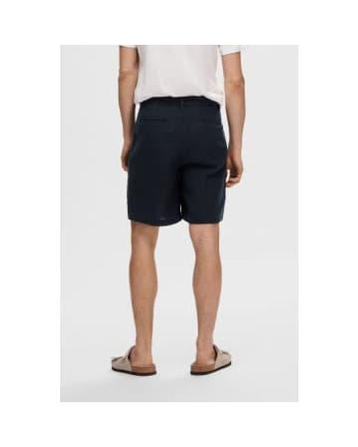 SELECTED Blue Sky Captain Regular Mads Linen Shorts Navy / S for men