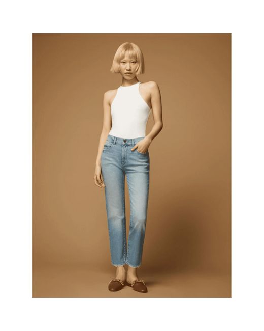DL1961 Patti Reef Straight High Rise Jeans in Natural | Lyst
