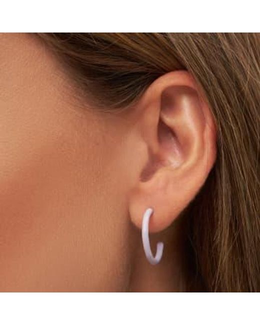 Lulu White Color Hoops Medium Earrings /