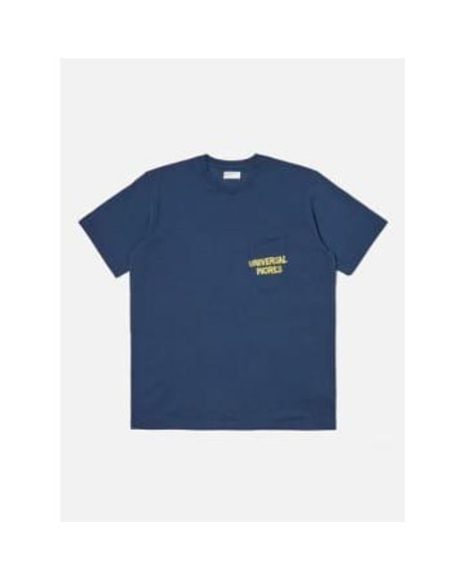 Universal Works Blue 30611 Print Pocket T Shirt for men